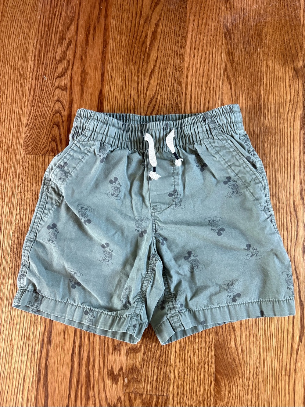 GAP Khaki Green Mickey Print Pull-On Shorts